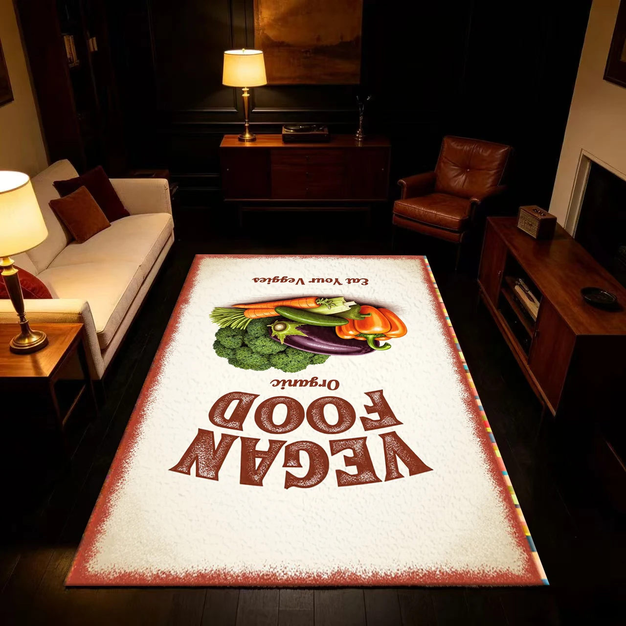 Vintage Vegetable Art Print Carpet Floor Home Decor Living Room Bedroom Decorative Floor Mat