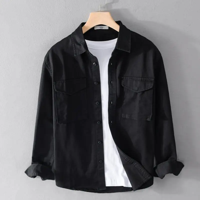 

Men's Long Sve irts for Spring And Autumn Loose Fit Thiened Fce Collar Design Daily Wear Color No Brand
