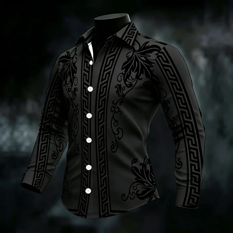 2026 New Men's Shirt Pattern Shirt High Quality Retro Design Printed Shirt Versatile Street Personalized Trendy Men's Wear
