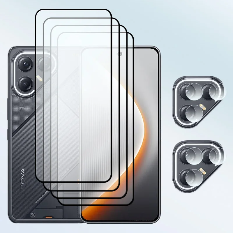 

Upgrade Glass For Tecno Pova 7ultra Flat Tempered glass Screen Protector Shockproof Pova 7Ultra Soft fiber lens film
