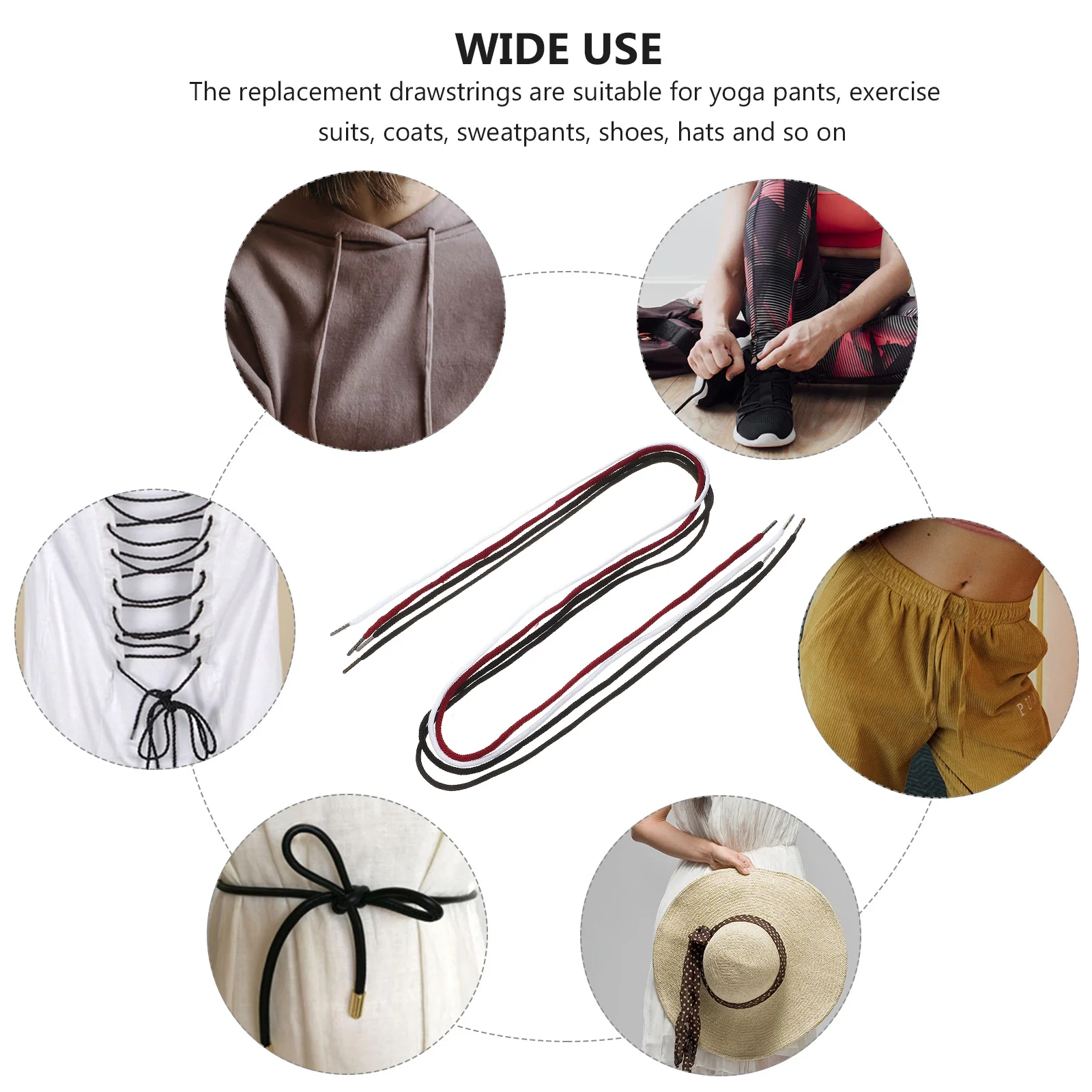 16 Pcs Practical Drawstring Cord Clothing Hoodie Sweatpants Universal Drawstrings for Shortalls