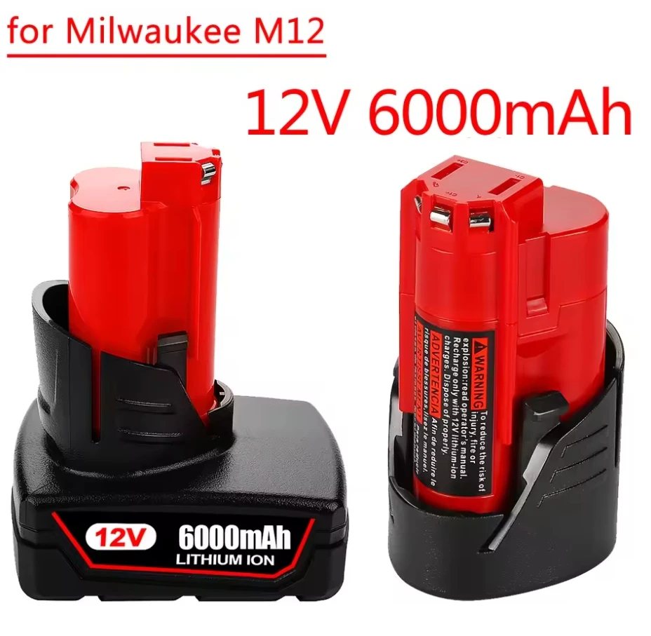 

12V Battery 3Ah 6Ah Rechargeable Battery For Milwaukee M12 XC Cordless Tools 48-11-2402 48-11-2411 48-11-2401
