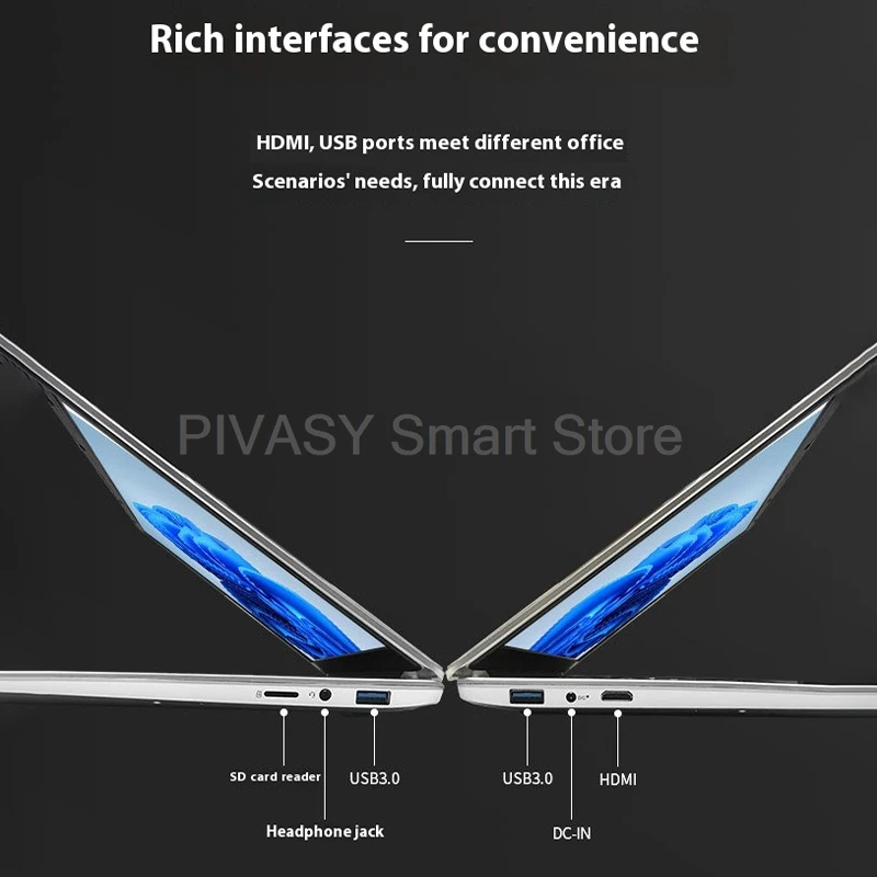 14 15,6 Zoll neuer HD-Bildschirm-Laptop, dünnes, leichtes Business-Notebook für Zuhause, Büro, Studium, Reisen, IPS-Display, satte Schnittstellen