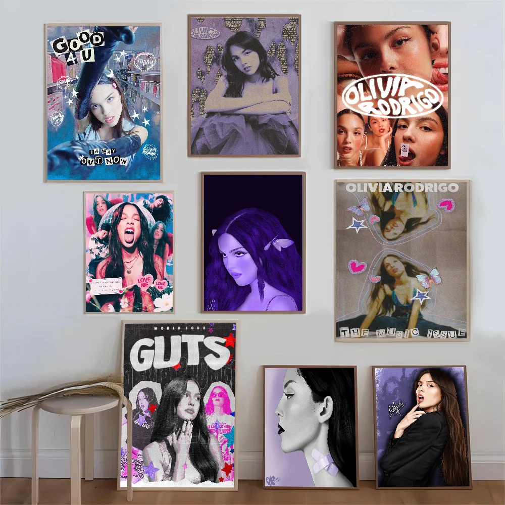 Piosenkarka O-Olivia fajne R-Rodrigo DIY plakat samoprzylepny biały papier drukuje plakaty grafika Vintage malarstwo dekoracyjne