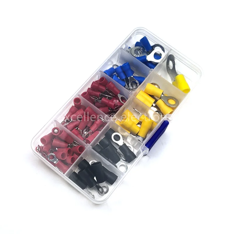 102pcs RV Assorted Ring Terminals Insulated Cable Connector Electrical Wire Crimp Butt Ring Lugs Kit