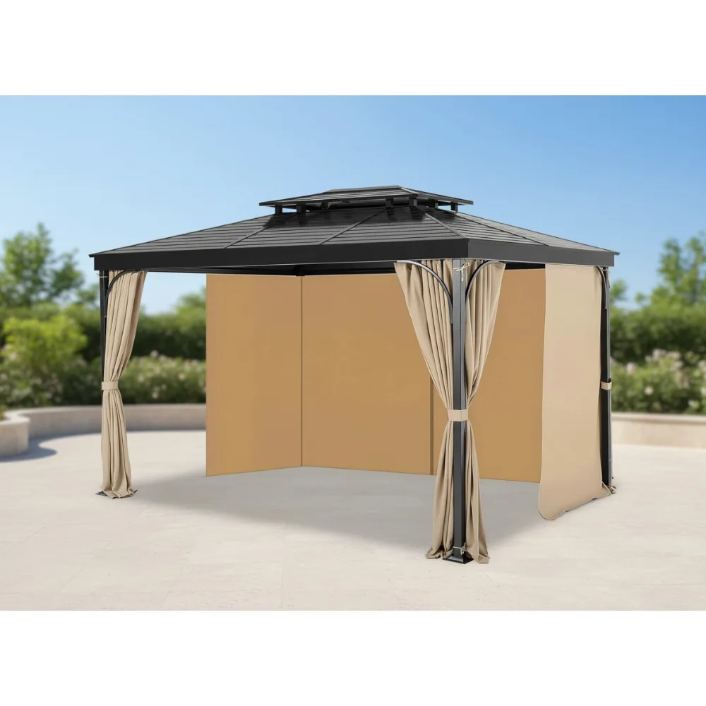 

Outdoor Gazebo Privacy Curtains 4-Panel Sidewall with Zippers, Fit Most 12x10ft Gazebos, Khaki