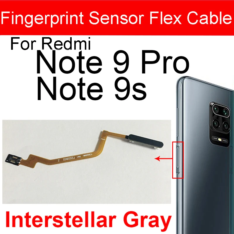 Fingerprint Recognition Sensor Flex Cable For Xiaomi Redmi Note 9 9s 9Pro Touch Sensor Fingerprint with Power Button Menu Key