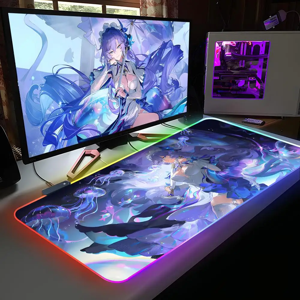 

Коврик для мыши Wuthering Waves Cantarella RGB, резиновый компьютерный ноутбук, официальная игра, цветной киберспортивный эстетический модный роскошный коврик