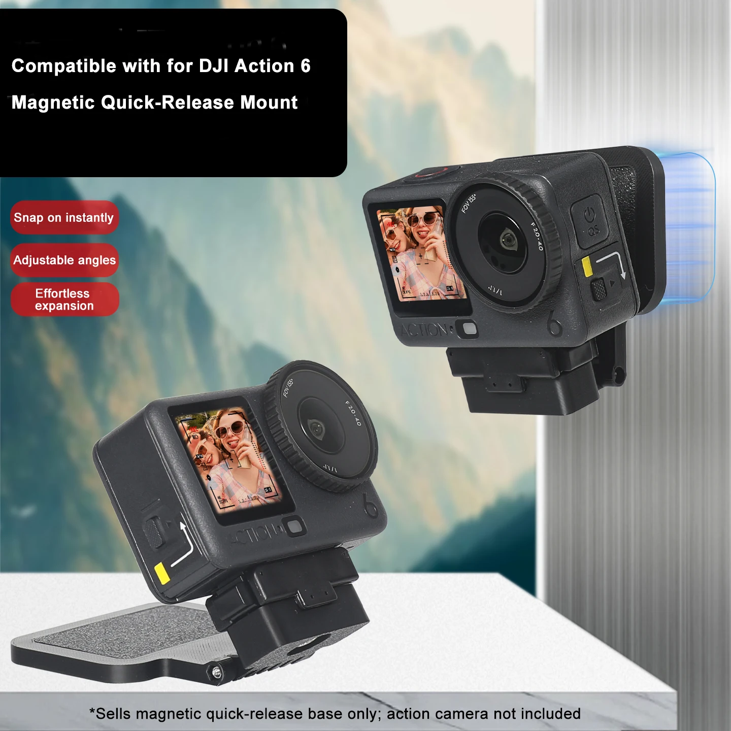 For DJI Osmo Action6 Magnetic Backplate Base, Portable Magnetic Backplate Stand Bracket Camera Accessory