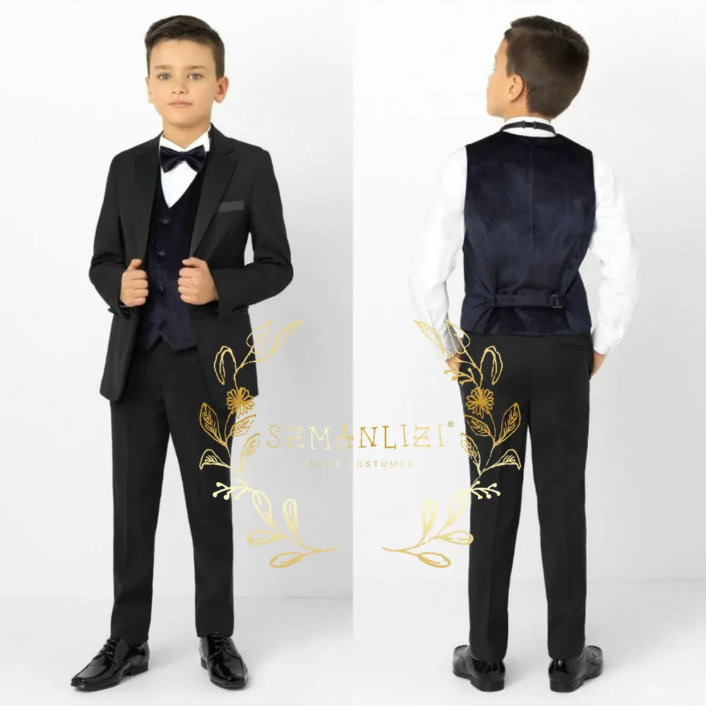 

Boys Blazer Set 3 Piece Party Wedding Tuxedo Formal Jacket Pants Velvet Vest Kids Clothes Fashion Outfit Conjuntos De Chaqueta