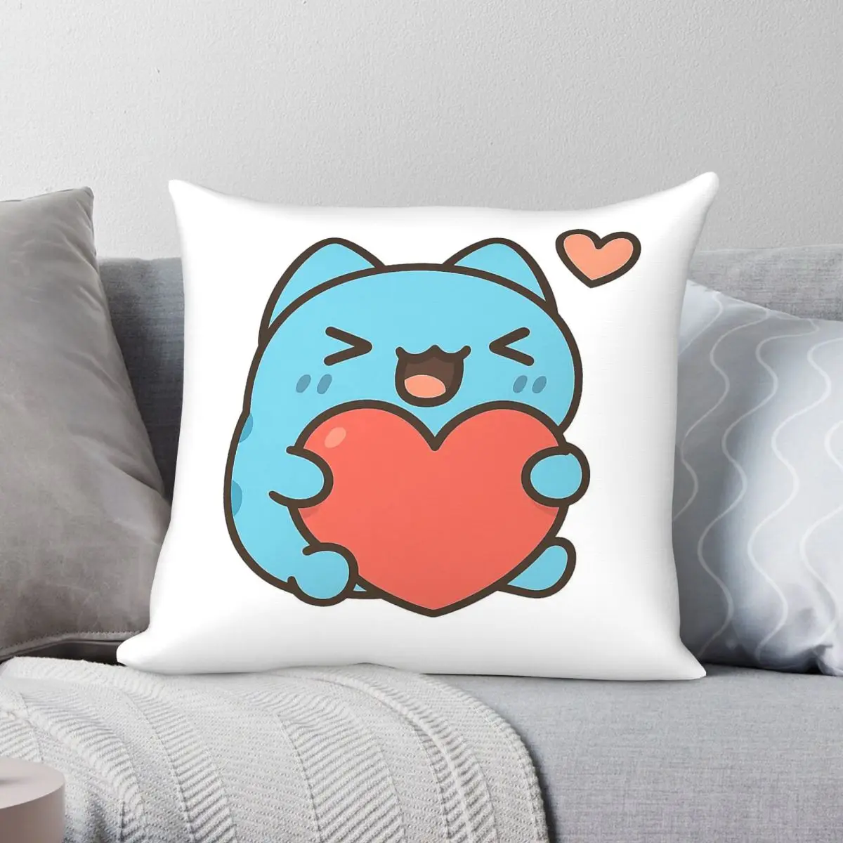 Bugcat Capoo Hugs With Heart Square Pillowcase Polyester Linen Velvet Pattern Zip Decorative Pillow Case Sofa