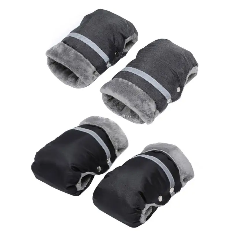 1Pair Windproof Stroller Hand Warmer Baby Cart Warm Gloves with Reflective Strip