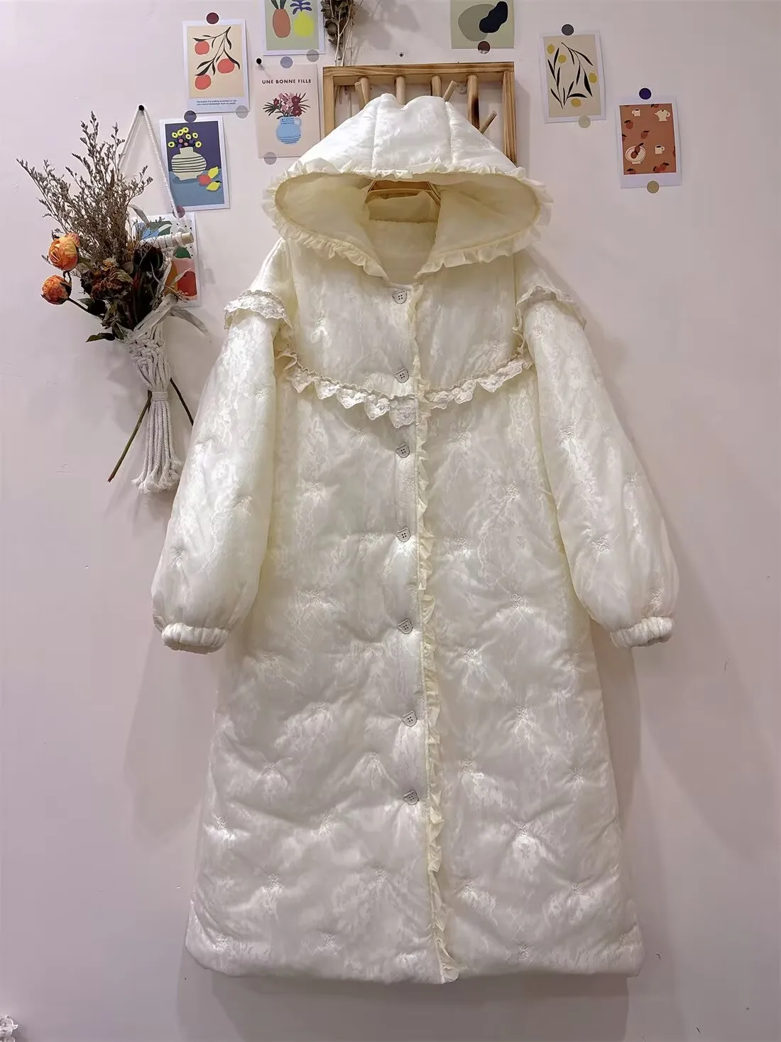 

Белая, розовая, фиолетовая винтажная длинная парка для женщин, японская зимняя свободная теплая куртка Mori Girl с хлопковой подкладкой, пальто, повседневная верхняя одежда в стиле каваи