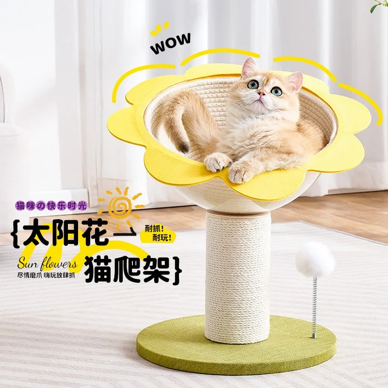 Integrated Rest Tower Wear-resistant Scratching Post with Interactive Teaser