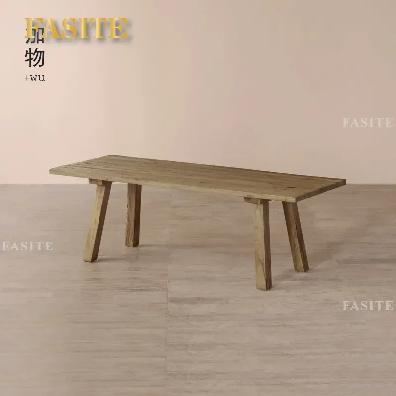 For Old Elm Square Coffee Table Retro Solid Wood Living Room Furniture Vintage Bed and Breakfast Home Decor Durable Natural