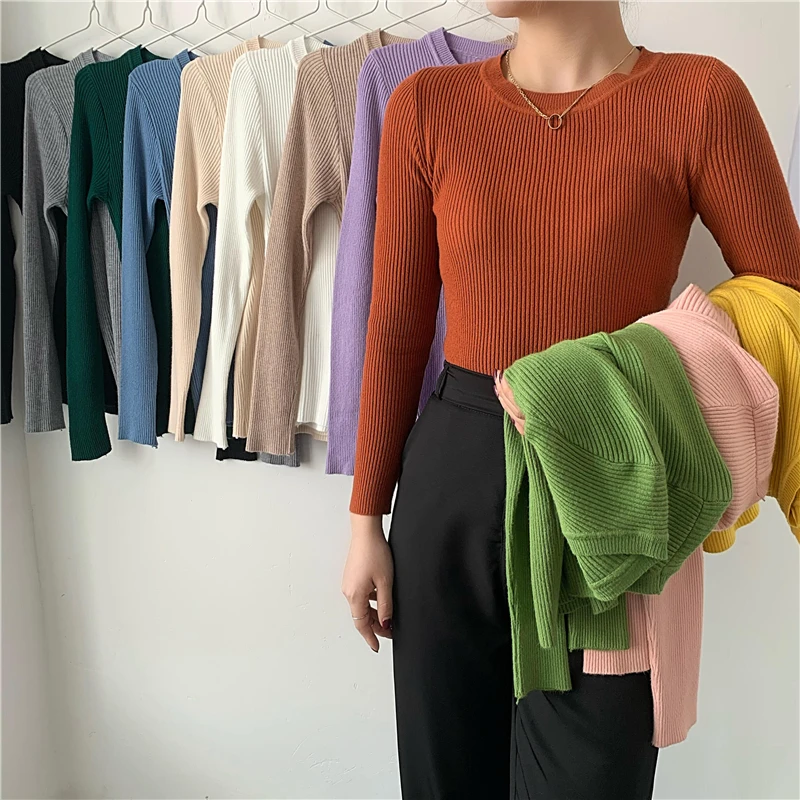 ربيع الخريف المرأة جولة Ne تريكو سليم صالح قاعدة طبقة Faionable الأبيض ملابس داخلية طويلة Sve لون نقي تخفيف Sle