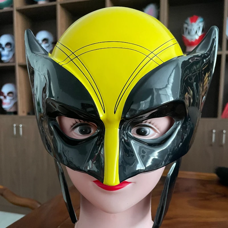 Máscara de los Vengadores de Deadpool para Halloween, conjunto de cabeza de Lobezno de Pvc amarillo, casco de Lobezno, utilería, regalo de cumpleaños Diy para hombres, 2024