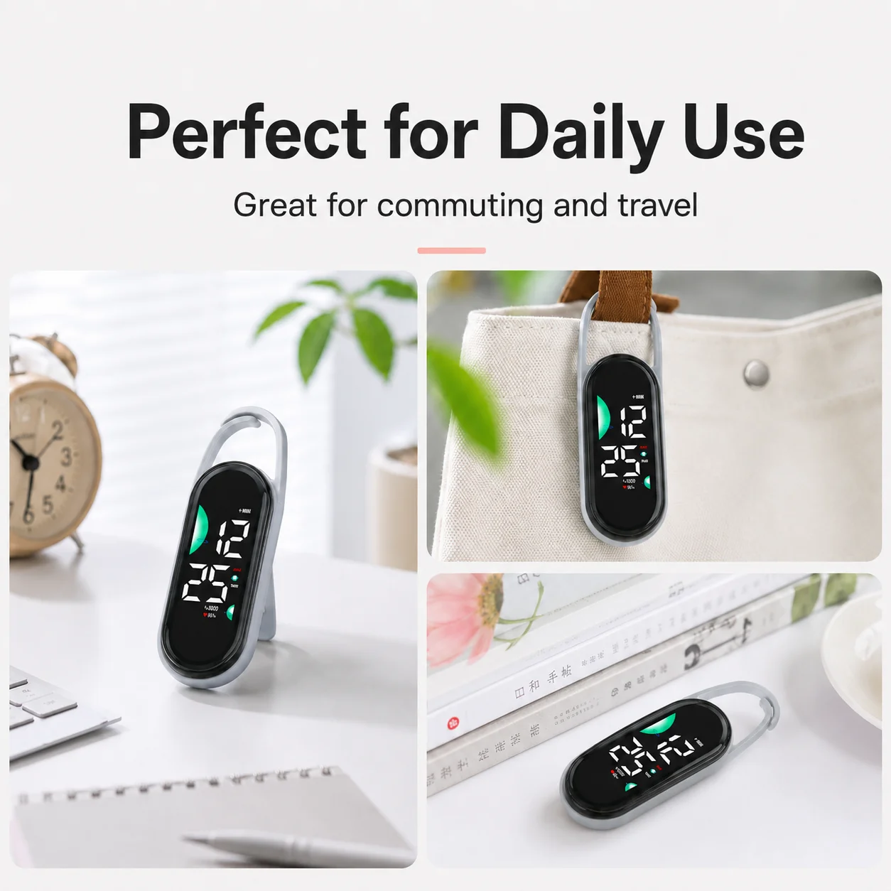 5-Pack Portable Clip-On LED Digital Watches, Compact Carry-Along Digital Display Timepieces, Bag & Keychain Hanging Clocks