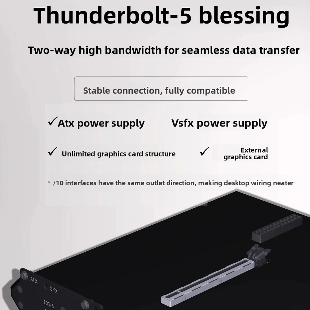 ADT-Link Thunderbolt 5 PCIe 4.0 X4 EGPU Dock + Cable 80Gbps External Graphics Card GPU Enclosure TB3/TB4/TB5 USB4 for PC Laptop