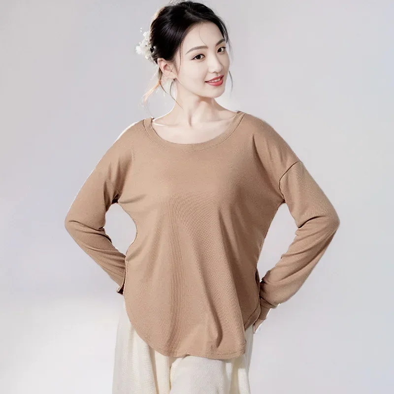 ملابس الرقص الحديثة فضفاضة كبيرة الحجم طويلة الأكمام أعلى الرقص الصيني ممارسة الكلاسيكية دعوى الإناث الكبار الصيف