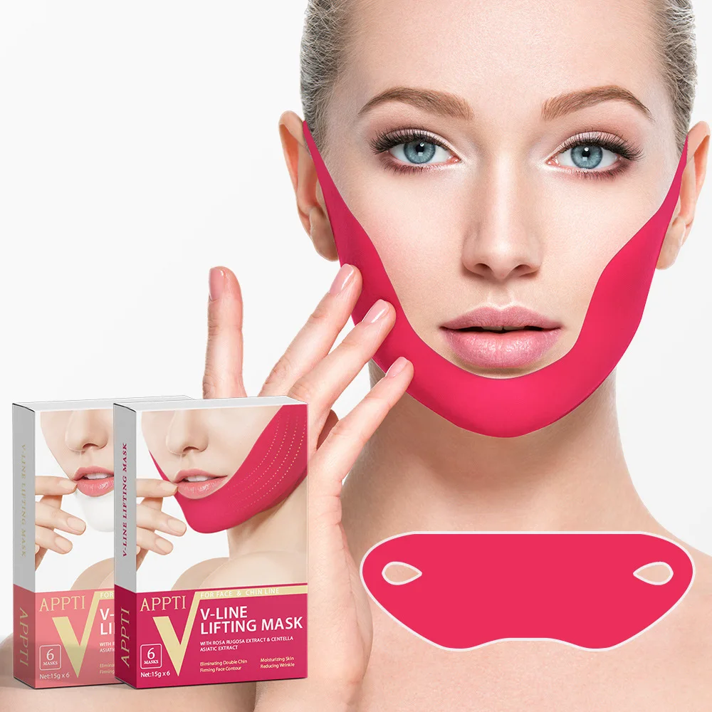 

Rose Collagen Chin Strap for Face Lifting, Anti-Aging & Skin Firming Band, Reusable Overnight Moisturizing Treatment