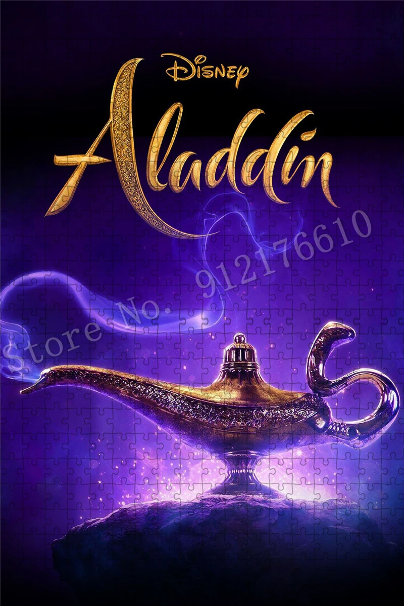 Disney Aladdin Lamp Poster Puzzles Cover 300/500/1000 Pieces Jigsaw Puzzle Diy Art Decompressed Game Educational Toys Home Decor