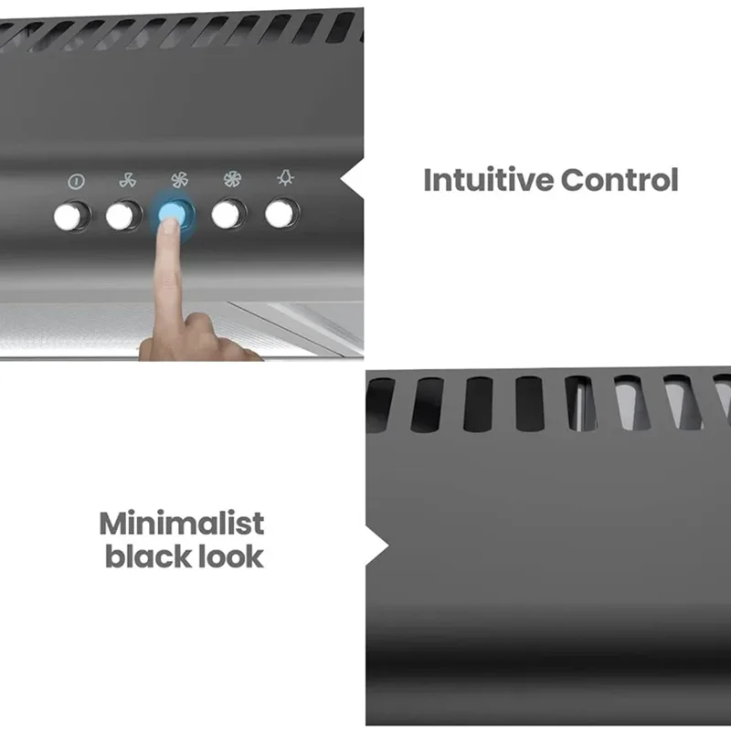 Ultra-slim Cooker Hood for Domestic Use, 600mm Built-in Model Compact Extractor Hood for Small Flats and Hotels