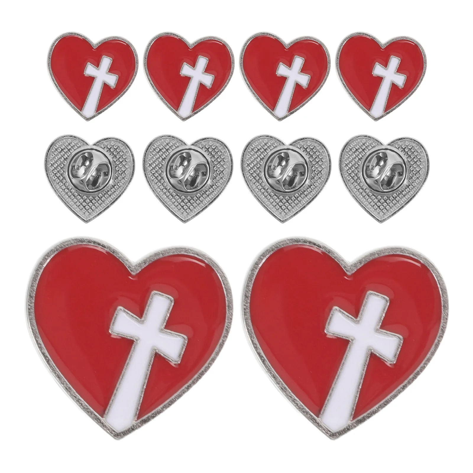 10Pcs Medical Staff Badge Heart Cross Brooch Medical Volunteer Nurse Doctor Appreciation Lapel Pin Nursing Badge Charms
