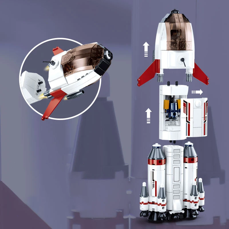 Space Station Saturn Rocket Shuttle Satellite Astronaut Figure Man Building Blocks City Bricks Games Children Toys Gifts