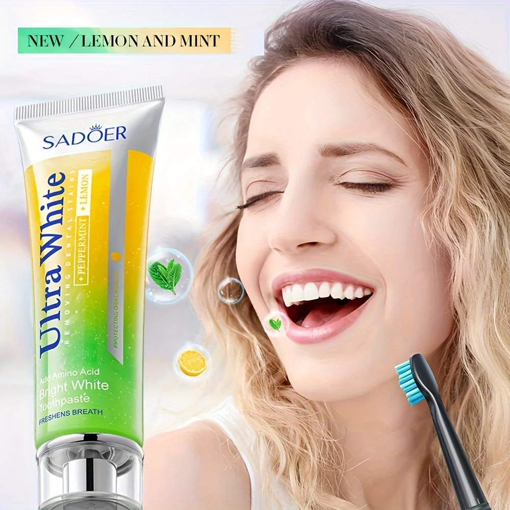 معجون أسنان مبيض بالليمون والنعناع لتنظيف الأسنان والنعناع والليمون معجون أسنان لتفتيح الأسنان منعش 100 جرام #3