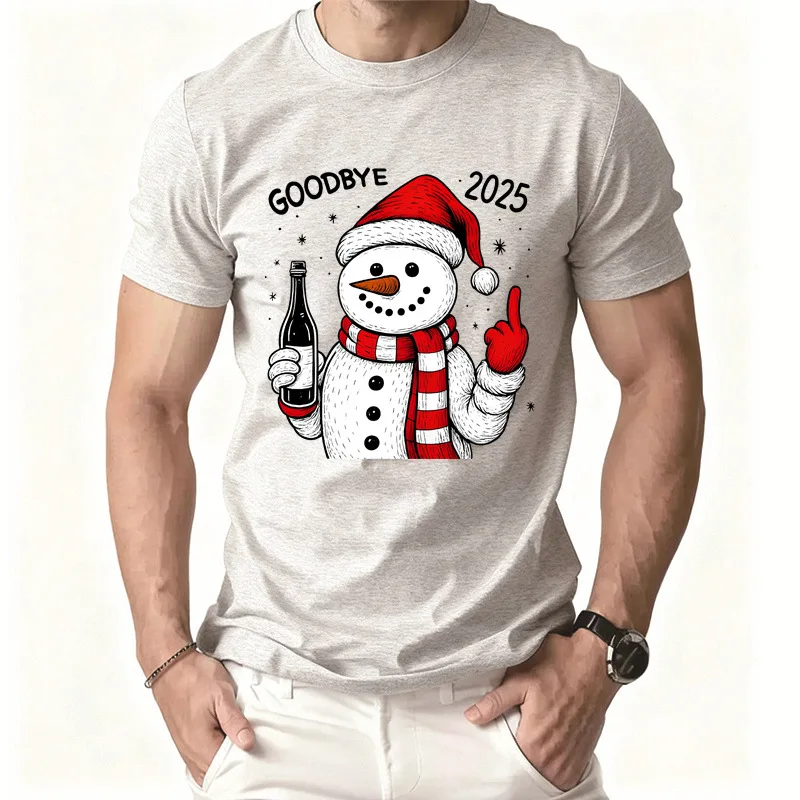 

Goodbye 2025 T Shirts For Men Funny Snowmen Graphic Printed Short Sleeve Tees Trend Cool Street Men's Clothes Summer Unisex Tops