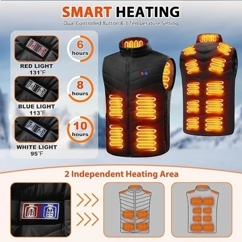 

21-зонный самонагревающийся жилет, куртка, жилет, зимний USB-нагреватель с регулируемой температурой, походная куртка, терможилет, теплое пальто