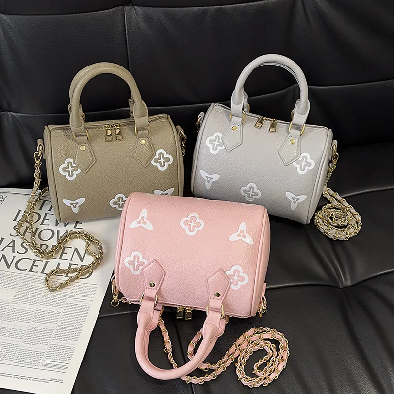 

‌New 2025 Holiday Floral Pillow Bag, Women's Vintage Quilted Textured Boston Shoulder/Crossbody Tote