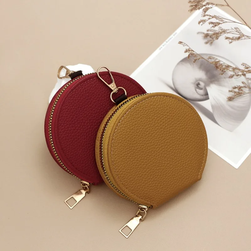 Custom Print Logo Women's Zipper Wallet Portable Round Mini Card Bag Female Coin Pocket Key Bag Credit Card Holder Women Purses