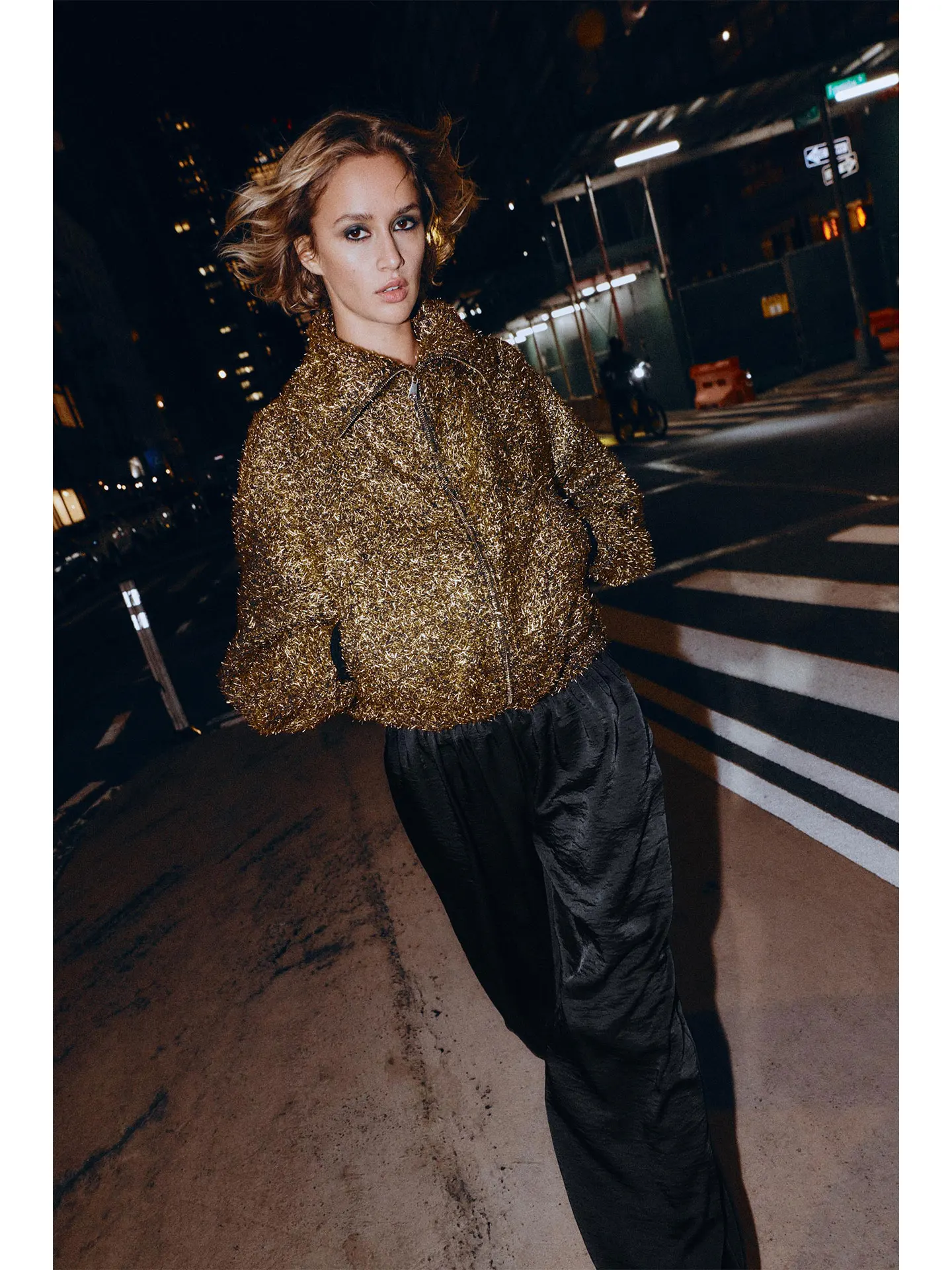 Lente 2026 Unieke Faionable Losse Metalen Kleur Tead Pilot Jaet Dames Casual Sle Lange Sve Ritssluiting Jas