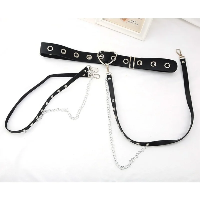 Harajuku Dark Girl Punk Gothic Style Love Buckle  Decoration Jk Waist Chain Chain Strap Cool Goth Belt  Chain Belts for Women