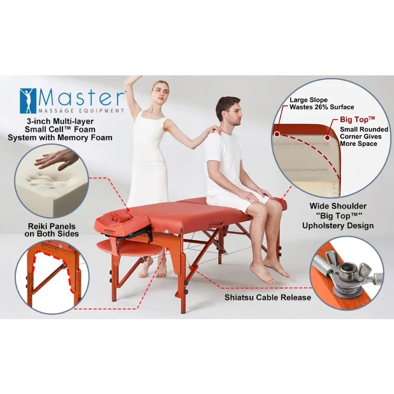 Mesa de masaje portátil Santana Therma Top, paquete (almohadillas calefactoras integradas), cama de esteticista, mesa de masaje plegable con calefacción, 31"