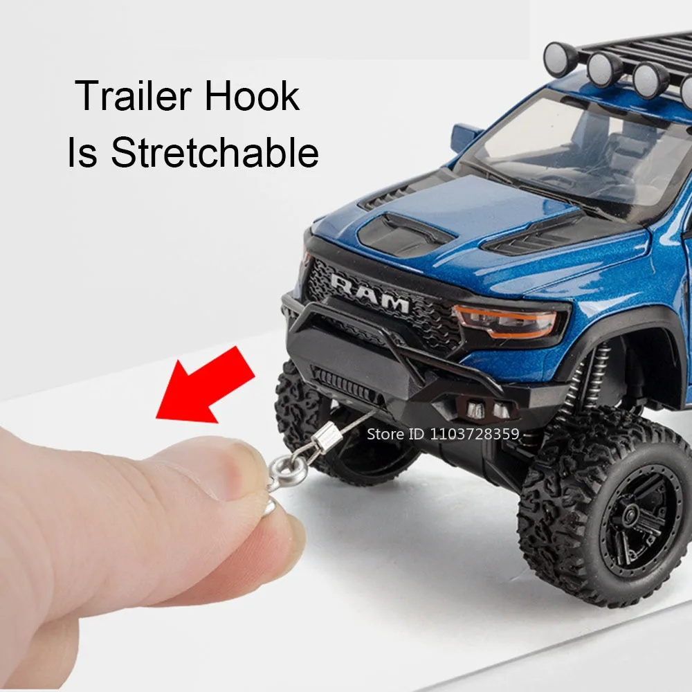 1:32 장난감 모델 RAM 맘모스 6x6 자동차 합금 다이캐스트 오프로드 차량 소리와 빛 풀백 도어 오픈 자동차 장난감 어린이 선물