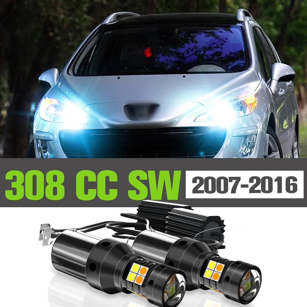 

2x LED Dual Mode Turn Signal+Daytime Running Light DRL Accessories Lamp For Peugeot 308 CC SW 2007-2016 2011 2012 2013 2014 2015