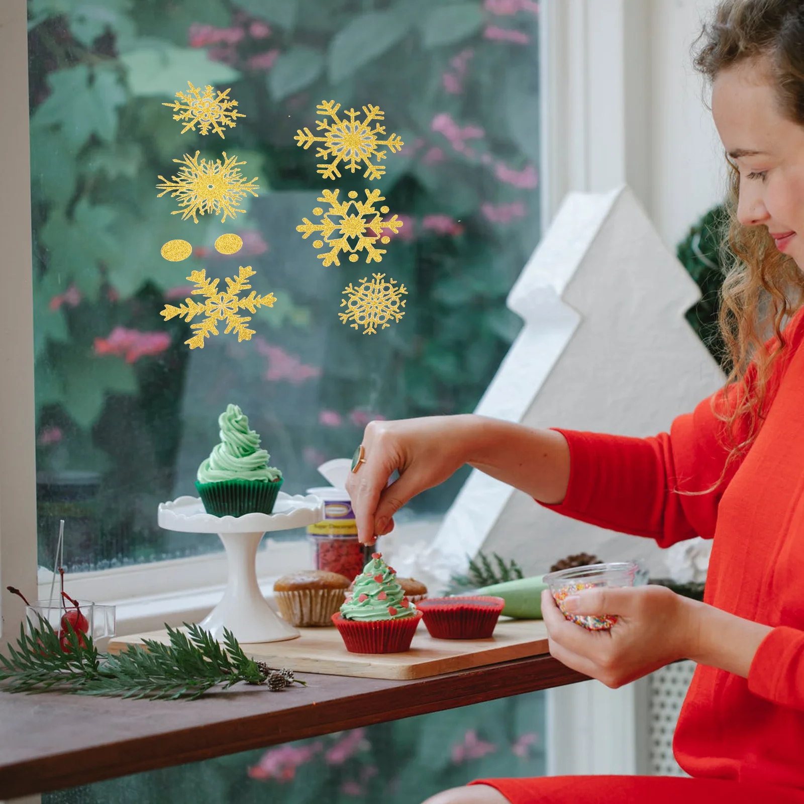 

27 Pcs Static Snowflake Decals Christmas nament Xmas Decor PVC Self Stick Window Sticker Showcase DIY Reusable Glass Wall Art