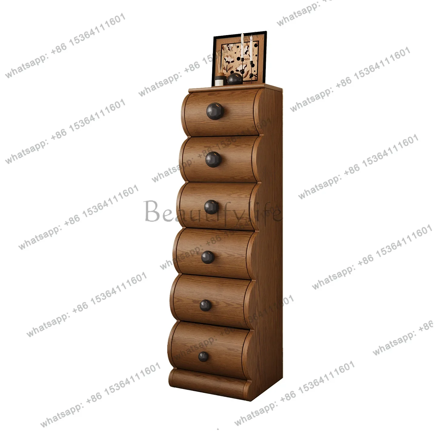 LXMedieval ash wood chest, retro creative floor-to-ceiling French size beads, living room storage lockerSSS