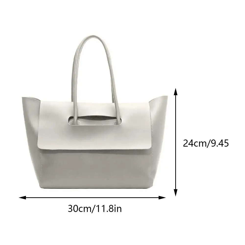 Women Vintage Shoulder Bag Large Capacity PU Leather Minimalist Shoulder Tote Bag Solid Color Fashion Tote Handbag Chic Tote Bag