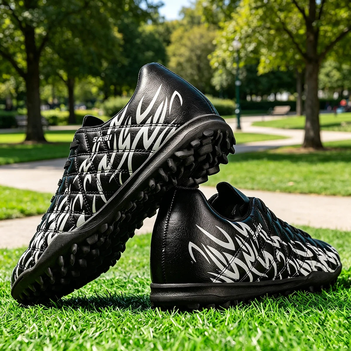 TF Turf Soccer Shoes PU Fabric Breathable Upper Rubber Sole Wear Resistant Anti Slip Men Women Youth Training Sneakers