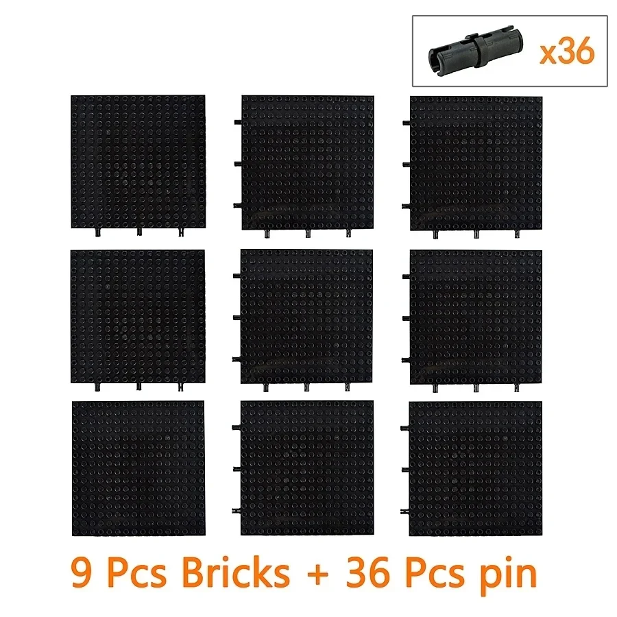 MOC Brick Plate 16x16 Bottom Baseplate with Pinholes 65803 Building Block for Pixel Painting Art Baseboard Compatible 98138 2780