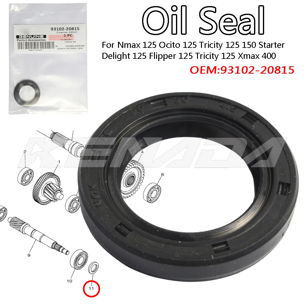 Transmission Oil Seal For NMAX 125 OCITO 125 TRICITY 125 150 Starter Clutch Oil Seal For DELIGHT 125 FLIPPER 125 TRICITY 125