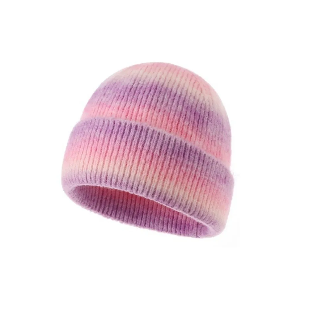 Versatile Gradient Color Knitted Beanie Hat Windproof Cold Proof Warm Winter Cap Thickened Pullover Hat Autumn Winter