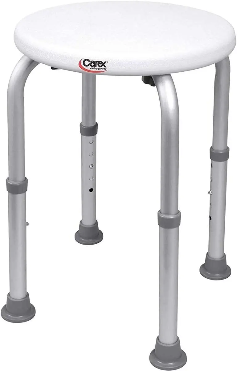 

Adjustable Height Shower Stool - Aluminum Bath Seat Supports 250lbs, Compact Design for Easy Use