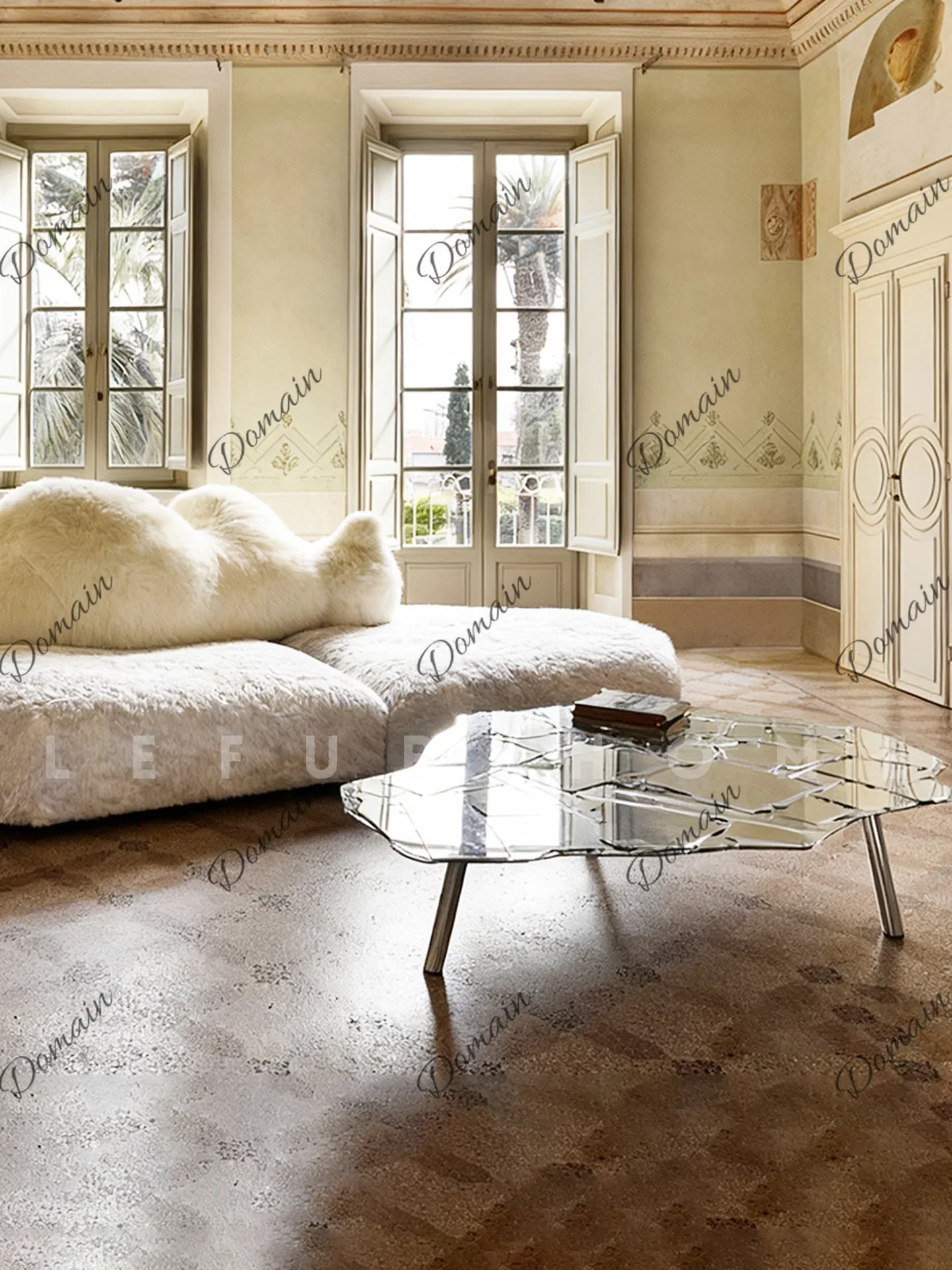 BJ Edra Style Minimalist Mirror Glass Coffee Table Modern Luxury Living Room Geometric Metal Glass Table