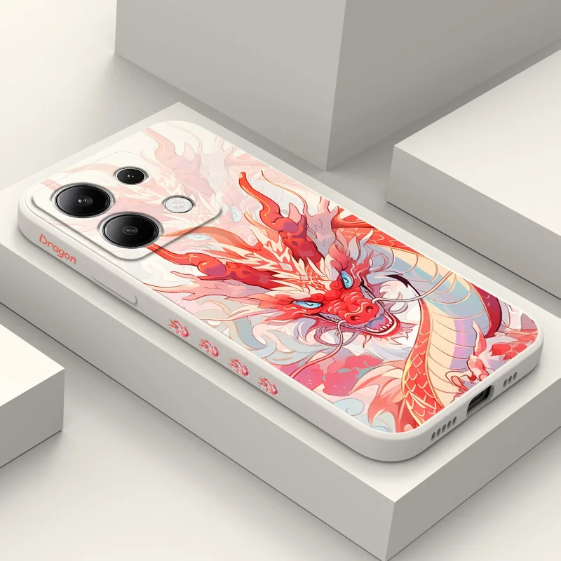 

Fiery Dragon Phone Case For Xiaomi Redmi Note 13 12 12S 11 11S 10 10S 9 9S Pro Plus 4G 5G Liquid Silicone Cover