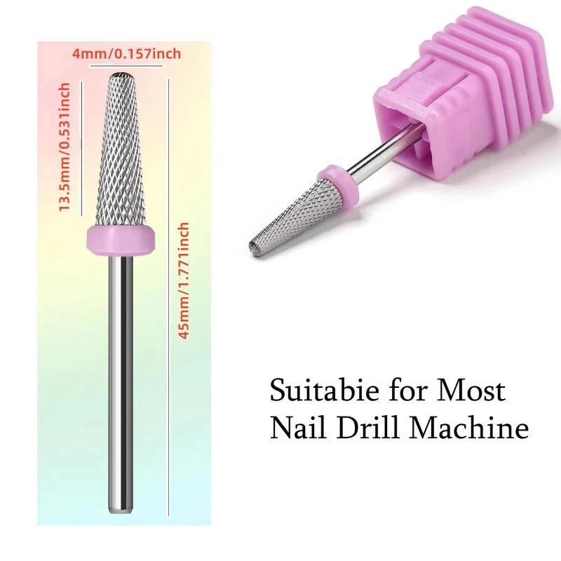 1 قطعة المهنية كربيد التنغستن مسمار مجموعة لقمة مثقاب 3/32 ''شكل مخروطي علوي ل كفاءة مانيكير باديكير قطع هلام إزالة الأظافر